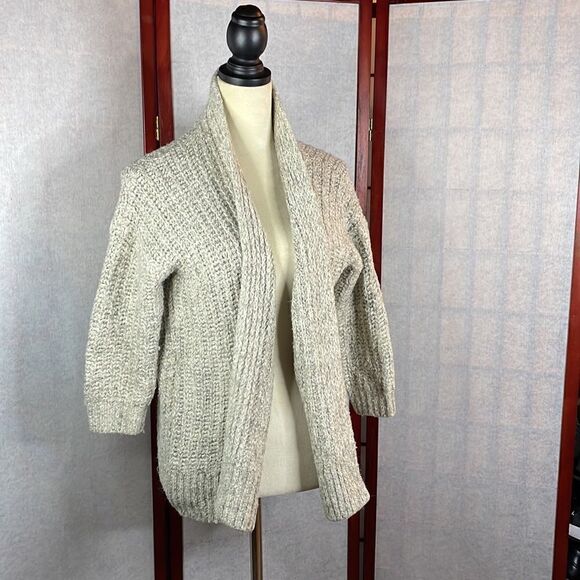 Primark Grey Chunky Knit Open Cardigan Sweater with 3/4 Sleeves (Size: XS) - Picture 5 of 16